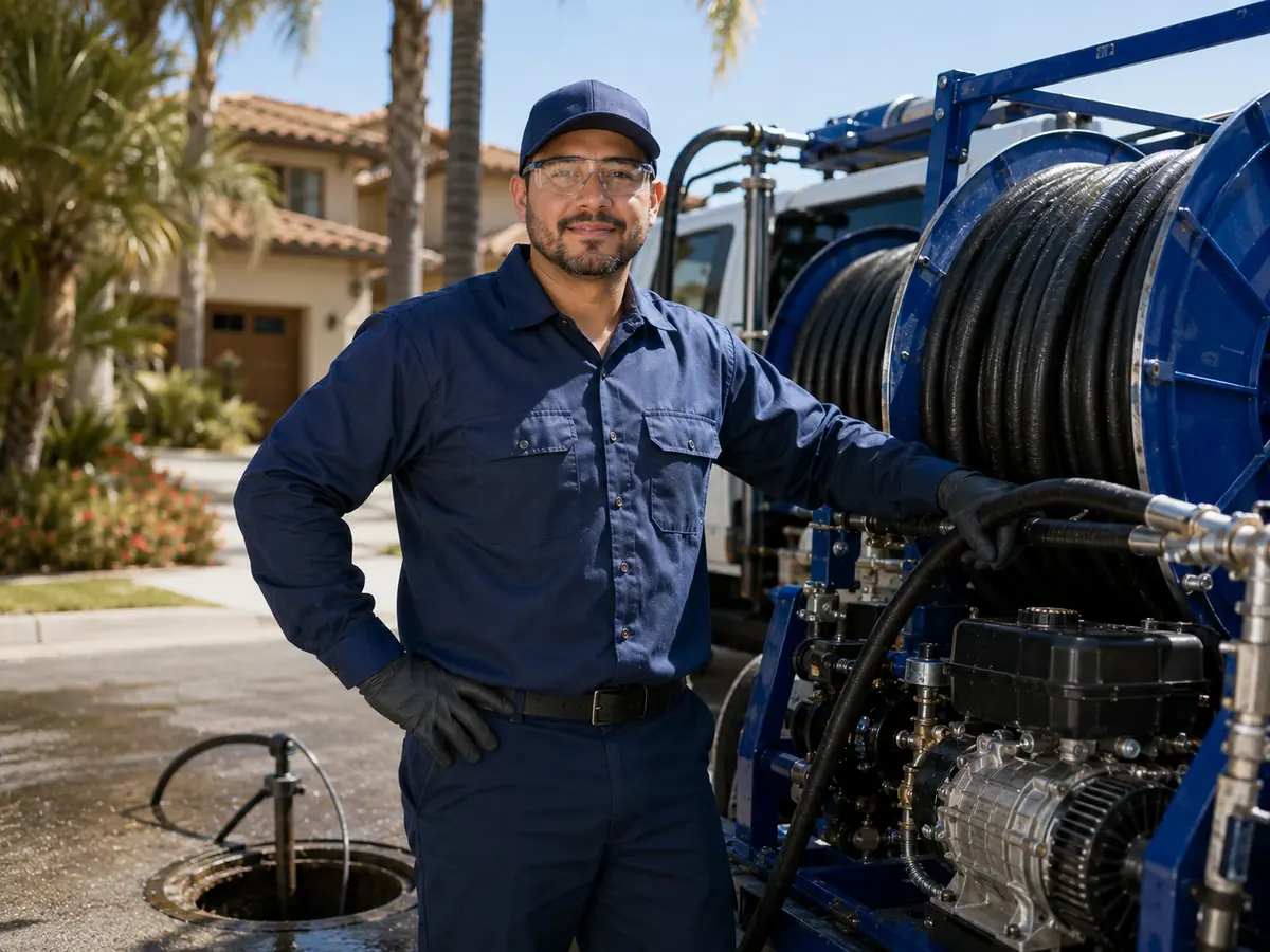 Hydro jet sewer cleaning in Fullerton